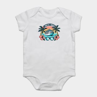 Cruise Squad - Tropical Cruise Ship & Sunset Design Baby Bodysuit